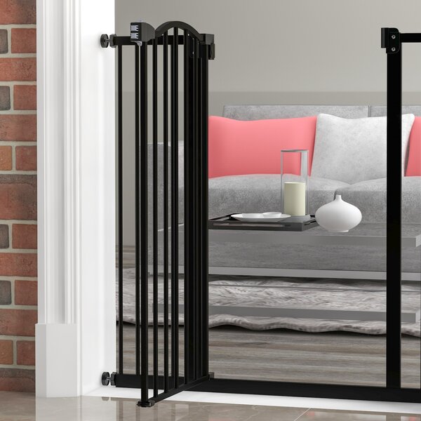 PawHut Adjustable Safety Barrier, Metal Pet Gate with Auto-Lock & No-Drill Installation, for Doorways & Stairways, 74-94cm, Black Aosom UK