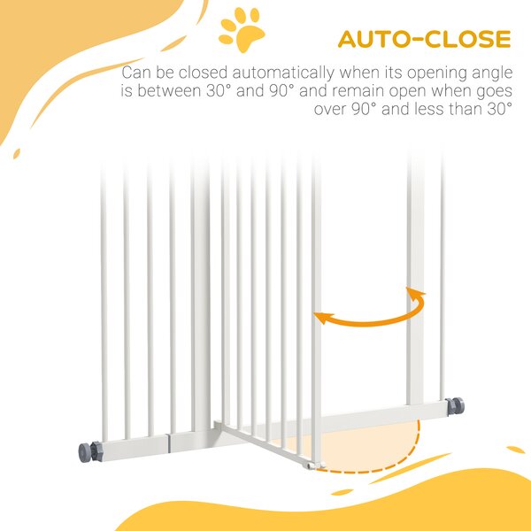PawHut Adjustable Pet Safety Gate: No-Drill Installation, Auto-Close Feature for Doorways, Crisp White, 74-94cm Aosom UK