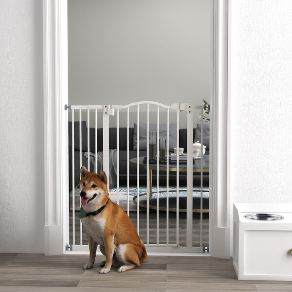 PawHut Adjustable Pet Safety Gate: No-Drill Installation, Auto-Close Feature for Doorways, Crisp White, 74-94cm Aosom UK