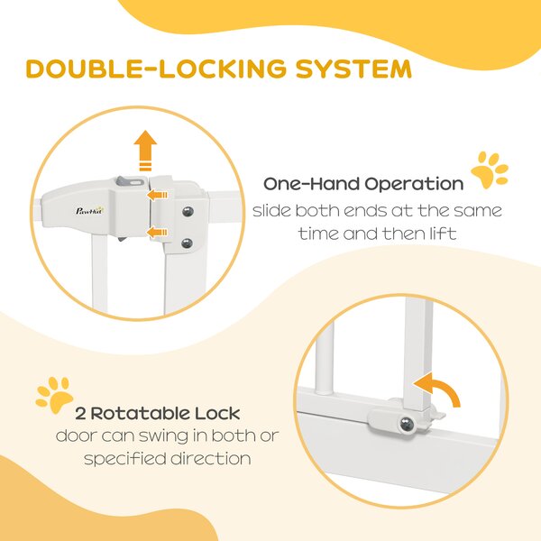 PawHut Adjustable Pet Safety Gate: No-Drill Installation, Auto-Close Feature for Doorways, Crisp White, 74-94cm Aosom UK