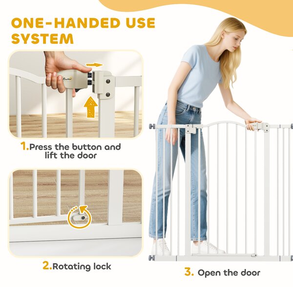 PawHut Metal Pet Safety Gate Dog Gate Folding Fence, White Aosom UK
