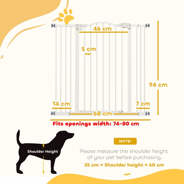 PawHut Metal Pet Safety Gate Dog Gate Folding Fence, White Aosom UK