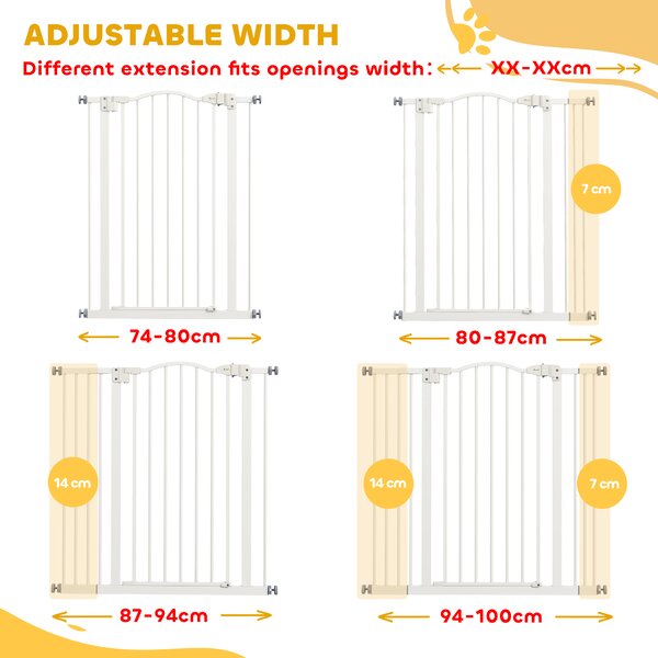 PawHut Metal Pet Safety Gate Dog Gate Folding Fence, White Aosom UK