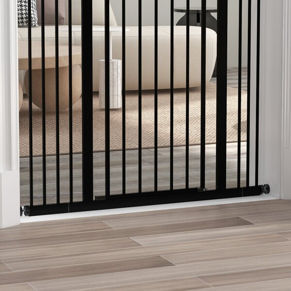 PawHut Dog Gate Baby Gates for Dogs Pet Gate with Metal Adjustable Frame & Double Locking System, 74-100Wcm, Black Aosom UK