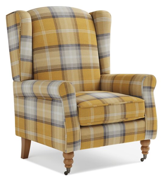 Oswald Grande Check Wingback Armchair