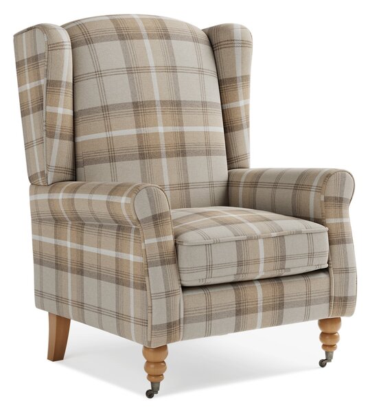 Oswald Grande Check Wingback Armchair