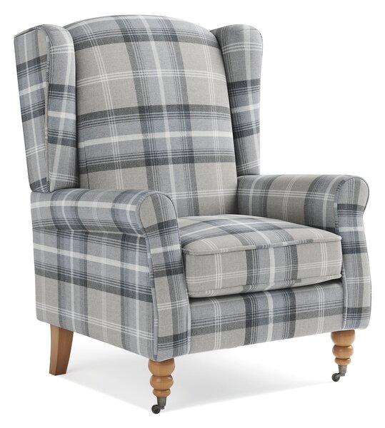 Oswald Grande Check Wingback Armchair