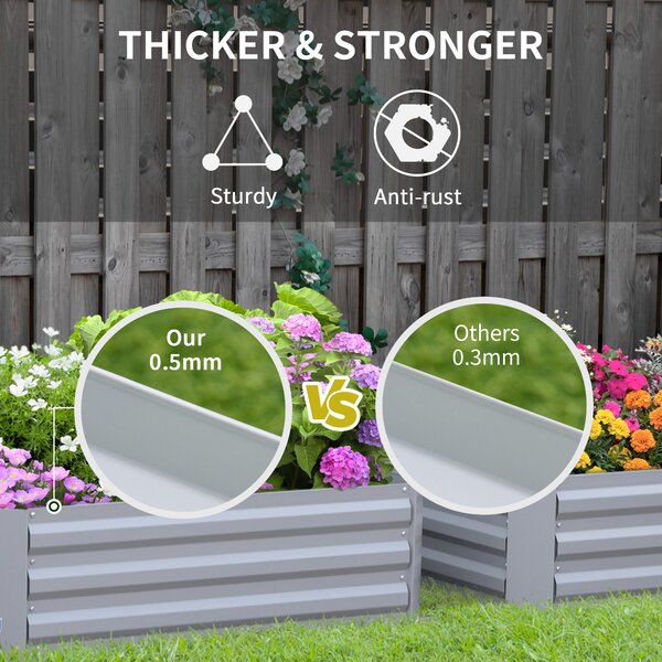 Outsunny Set of 2 Raised Garden Bed, Elevated Planter Box with Galvanized Steel Frame for Growing Flowers, Herbs, 1m x 1m x 0.3m Aosom UK