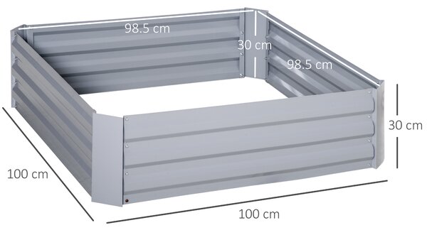 Outsunny Set of 2 Raised Garden Bed, Elevated Planter Box with Galvanized Steel Frame for Growing Flowers, Herbs, 1m x 1m x 0.3m Aosom UK