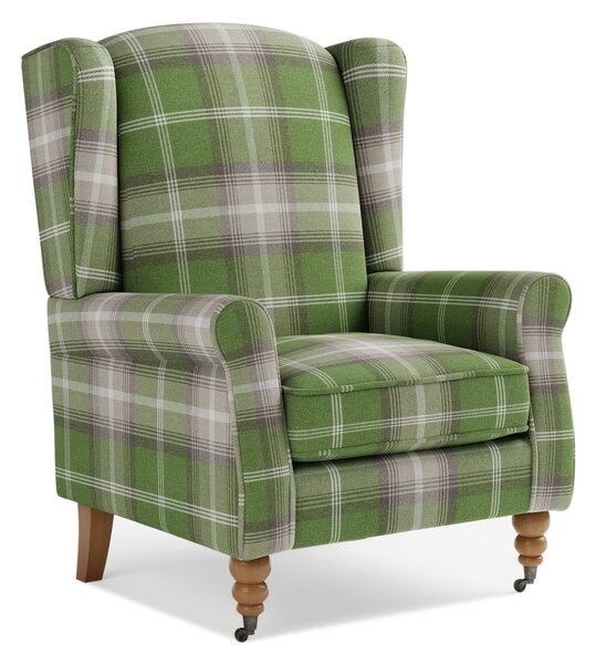 Oswald Grande Check Wingback Armchair