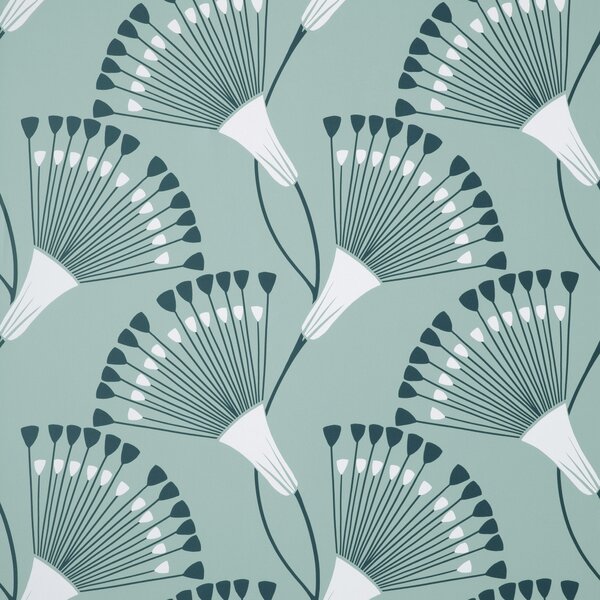 Fan Flower Mineral Blue Wallpaper