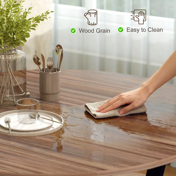 HOMCOM Dining Table, Round Kitchen Table with Black Legs, Anti-slip Foot Pads for Living Room, Dining Room 90 x 76 cm, Brown Aosom UK