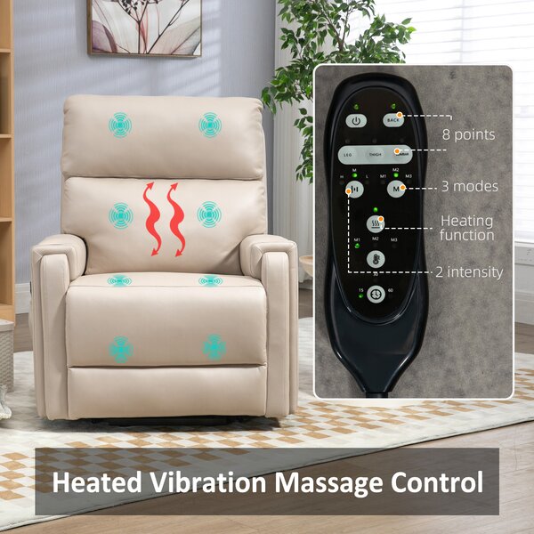 HOMCOM Lift Chair, Electric Riser and Recliner Chair with Vibration Massage, Heat, Cup Holders, Side Pockets, Beige