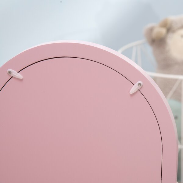 HOMCOM Kids Dressing Table with Mirror and Stool, Kids Vanity Set, Girl Makeup Desk with Drawer for 3-6 Years Old Children, Pink Aosom UK