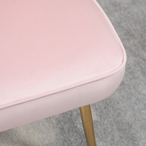 HOMCOM Shell Luxe Velvet Accent Chair, Modern Living Room Chair with Gold Metal Legs for Living Room, Bedroom, Home Office, Set of 2, Pink Aosom UK