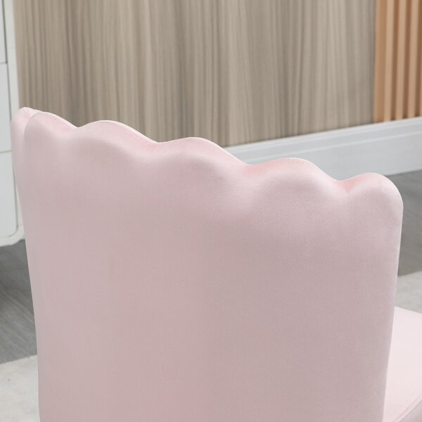 HOMCOM Shell Luxe Velvet Accent Chair, Modern Living Room Chair with Gold Metal Legs for Living Room, Bedroom, Home Office, Set of 2, Pink Aosom UK