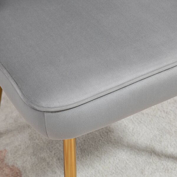 HOMCOM Shell Luxe Velvet Accent Chair, Modern Living Room Chair with Gold Metal Legs for Living Room, Bedroom, Home Office, Set of 2, Grey Aosom UK