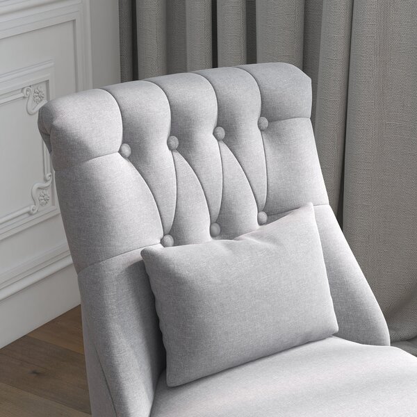 HOMCOM Fabric Single Sofa Dining Chair Tub Chair Upholstered W/ Pillow Solid Wood Leg Home Living Room Furniture Set of 2 Grey Aosom UK