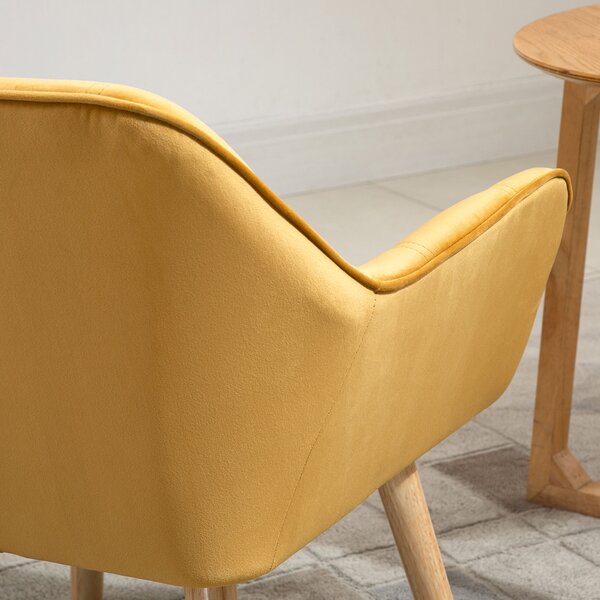 HOMCOM Accent Armchair Duo: Plush Padded Seating with Slanted Back, Iron Frame & Wooden Legs, Sunshine Yellow Aosom UK
