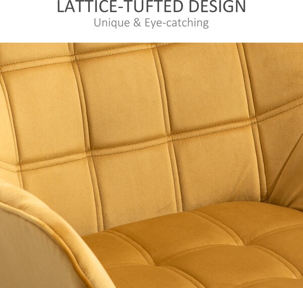 HOMCOM Accent Armchair Duo: Plush Padded Seating with Slanted Back, Iron Frame & Wooden Legs, Sunshine Yellow Aosom UK