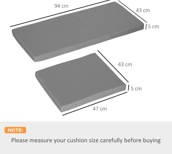 Outsunny Garden Seat Cushion Pads for Rattan Chairs, 3 Piece Patio Furniture Cushions, Dark Grey Aosom UK