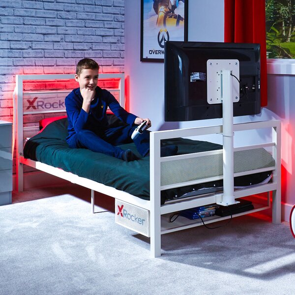 X Rocker White Basecamp Gaming Bed with TV VESA Mount