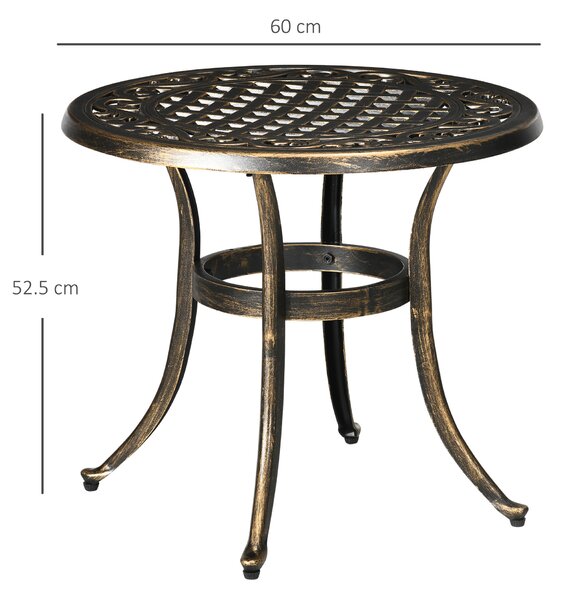 Outsunny Industrial Garden Side Table, Round Hollow Top Design Patio End Table with Cast Aluminum Frame, Bronze Aosom UK