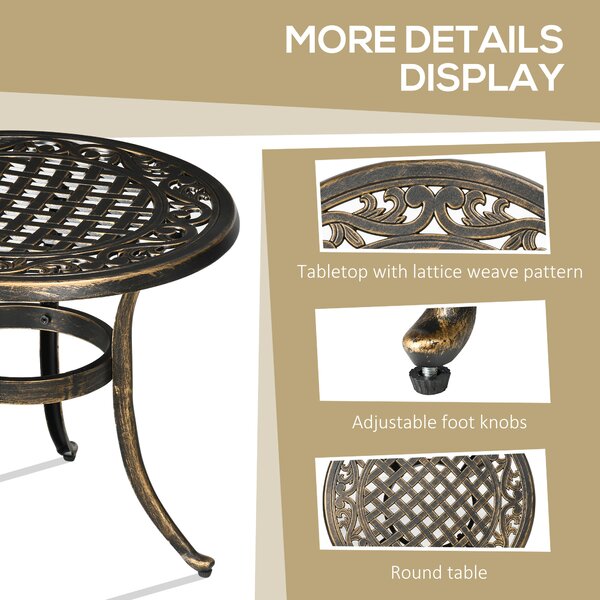 Outsunny Industrial Garden Side Table, Round Hollow Top Design Patio End Table with Cast Aluminum Frame, Bronze Aosom UK