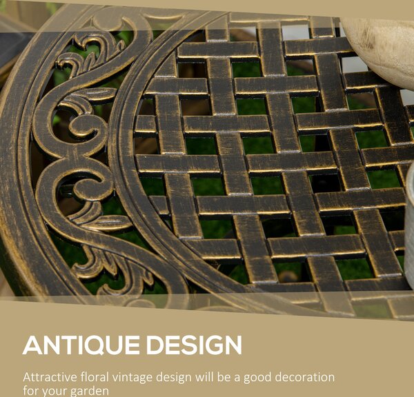 Outsunny Industrial Garden Side Table, Round Hollow Top Design Patio End Table with Cast Aluminum Frame, Bronze Aosom UK