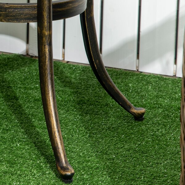 Outsunny Industrial Garden Side Table, Round Hollow Top Design Patio End Table with Cast Aluminum Frame, Bronze Aosom UK