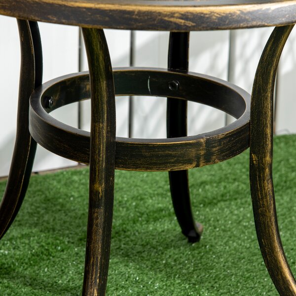 Outsunny Industrial Garden Side Table, Round Hollow Top Design Patio End Table with Cast Aluminum Frame, Bronze Aosom UK