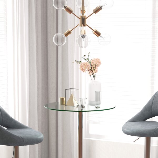 HOMCOM High Top Bar Table, Round Kitchen Table with Tempered Glass Top and Steel Base, Bistro Table for 2 People, Clear Aosom UK