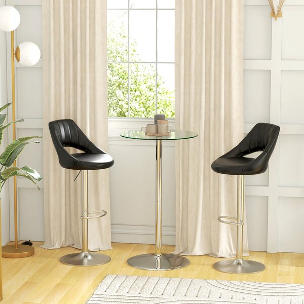 HOMCOM High Top Bar Table, Round Kitchen Table with Tempered Glass Top and Steel Base, Bistro Table for 2 People, Clear Aosom UK