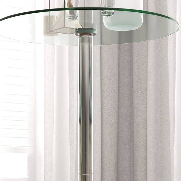 HOMCOM High Top Bar Table, Round Kitchen Table with Tempered Glass Top and Steel Base, Bistro Table for 2 People, Clear Aosom UK