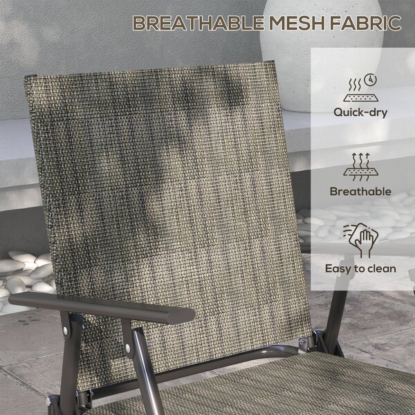 Outsunny Breathable Mesh Patio Set: Foldable Armchairs, Loveseat & Glass Table, Earthy Brown Aosom UK