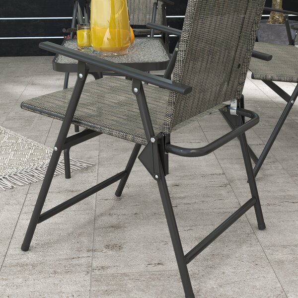 Outsunny Breathable Mesh Patio Set: Foldable Armchairs, Loveseat & Glass Table, Earthy Brown Aosom UK