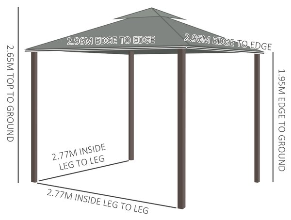 Outsunny 3 x 3m Curtained Gazebo, Outdoor Pergola with Water Repellent Roof, Curtains and Mosquito Netting, Dark Grey Aosom UK