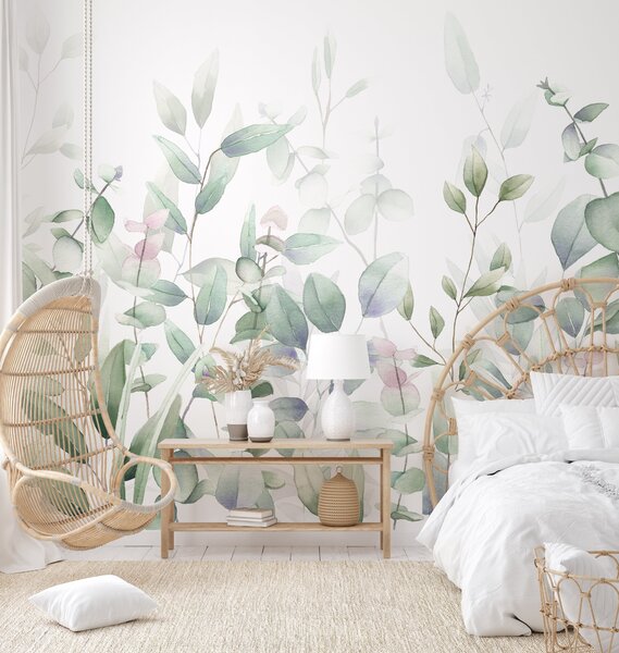 Watercolour Leaves Wall Mural