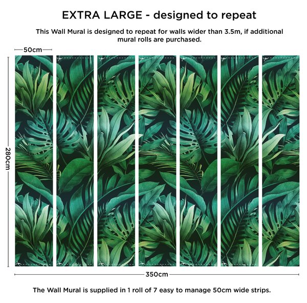 Tropical Leaves Green Wall Mural