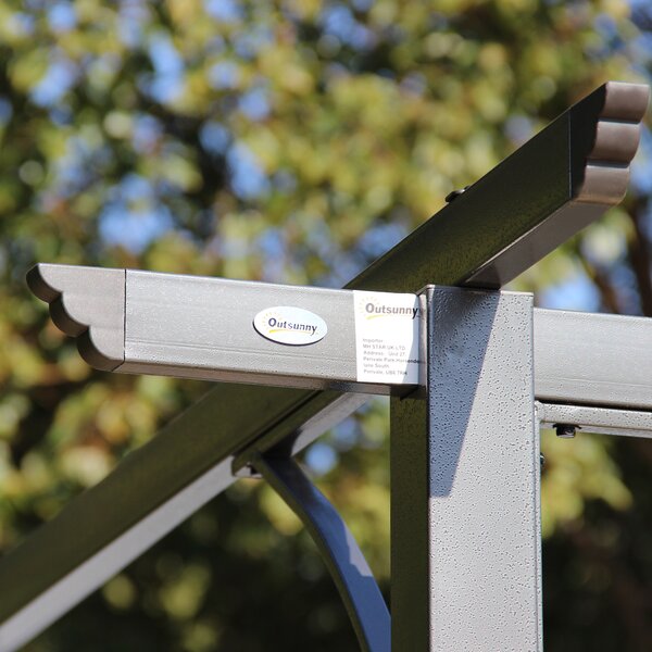 Outsunny 3.5m Sliding Metal Garden Pergola, Retractable Sun Shade Canopy Shelter for Outdoor Patio, BBQ & Parties, Grey Aosom UK
