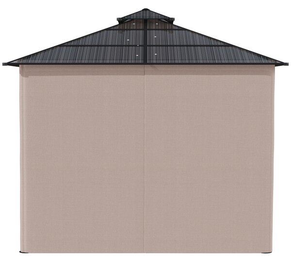 Outsunny 3x3m Hardtop Polycarbonate Garden Gazebo, All-Weather Galvanised Steel Frame Patio Shelter with Nets & Curtains Aosom UK