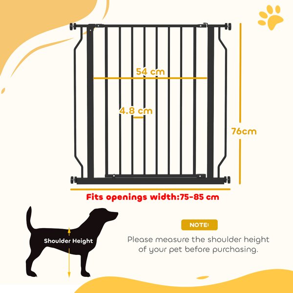PawHut Extra Wide Dog Safety Gate, with Door Pressure, for Doorways, Hallways, Staircases - Black Aosom UK
