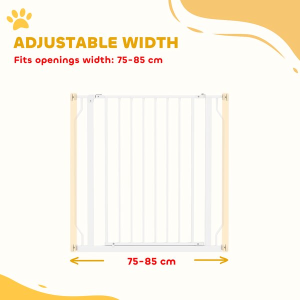 PawHut Extra Wide Dog Safety Gate, with Door Pressure, for Doorways, Hallways, Staircases - White Aosom UK