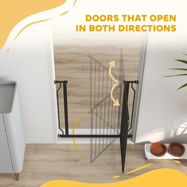 PawHut Extra Wide Dog Safety Gate, with Door Pressure, for Doorways, Hallways, Staircases - Black Aosom UK