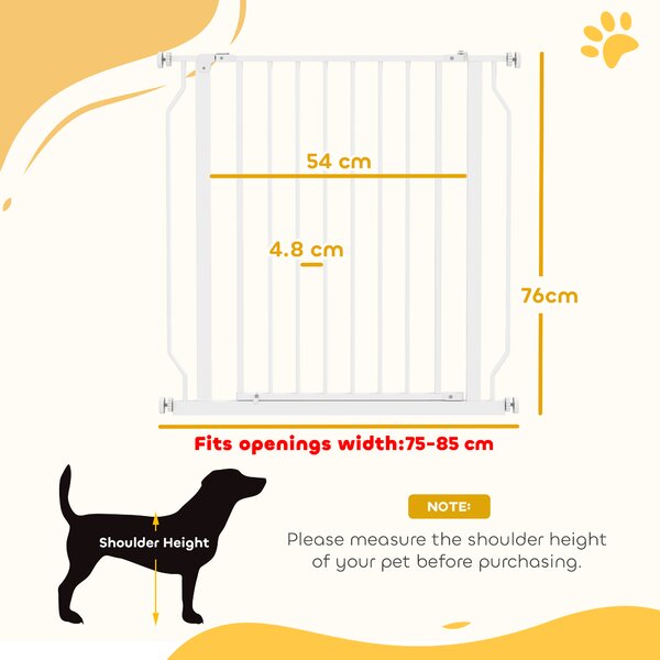 PawHut Extra Wide Dog Safety Gate, with Door Pressure, for Doorways, Hallways, Staircases - White Aosom UK