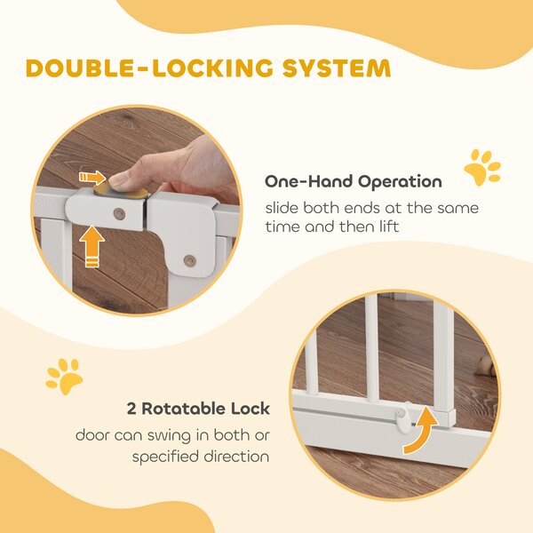 PawHut Wide Dog Safety Gate, with Door Pressure, for Doorways, Hallways, Staircases - White Aosom UK