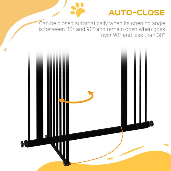 PawHut Safety Pet Gate, Metal Dog Fence, Adjustable 74-87cm, Foldable Design, Sleek Black Aosom UK