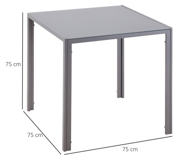 HOMCOM Modern Square Dining Table, Seats 4, with Glass Top & Metal Legs for Dining Room, Living Room, Grey