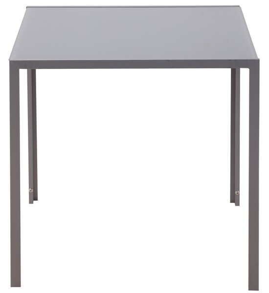 HOMCOM Modern Square Dining Table, Seats 4, with Glass Top & Metal Legs for Dining Room, Living Room, Grey
