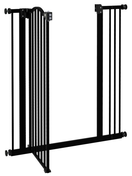 PawHut Safety Pet Gate, Metal Dog Fence, Adjustable 74-87cm, Foldable Design, Sleek Black Aosom UK